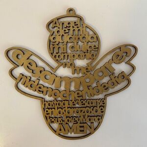 Wooden Angel Wall Hanging with Spanish Prayer
